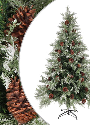 Kerstboom Met Dennenappels 120 Cm Pvc En Pe Groen En Wit