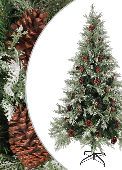 Kerstboom Met Dennenappels 120 Cm Pvc En Pe Groen En Wit