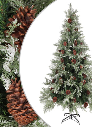 Kerstboom Met Dennenappels 120 Cm Pvc En Pe Groen En Wit