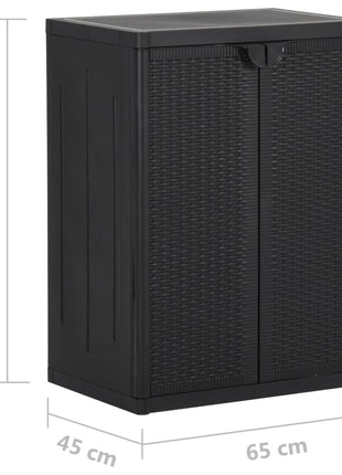 Tuinkast 65X45X88 Cm Polypropyleen Rattan Zwart