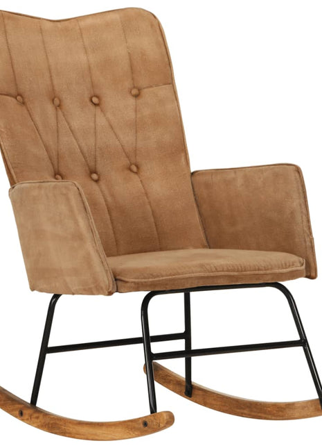 Schommelstoel in vintage stijl canvas bruin