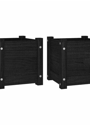 Plantenbakken 2 st 31x31x31 cm massief grenenhout zwart