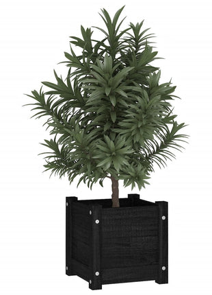 Plantenbakken 2 st 31x31x31 cm massief grenenhout zwart