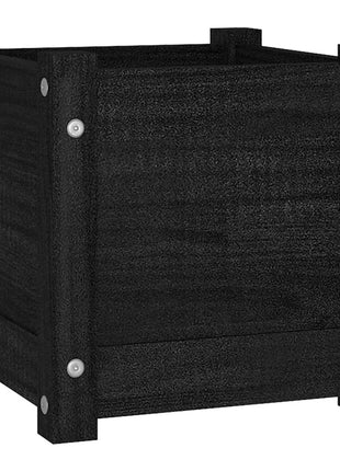 Plantenbakken 2 st 31x31x31 cm massief grenenhout zwart