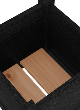 Plantenbakken 2 st 31x31x31 cm massief grenenhout zwart
