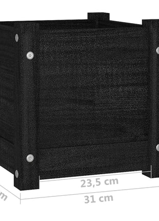 Plantenbakken 2 st 31x31x31 cm massief grenenhout zwart