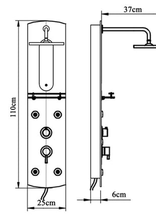 Douchepaneel 25X43X110 Cm Zilverkleurig