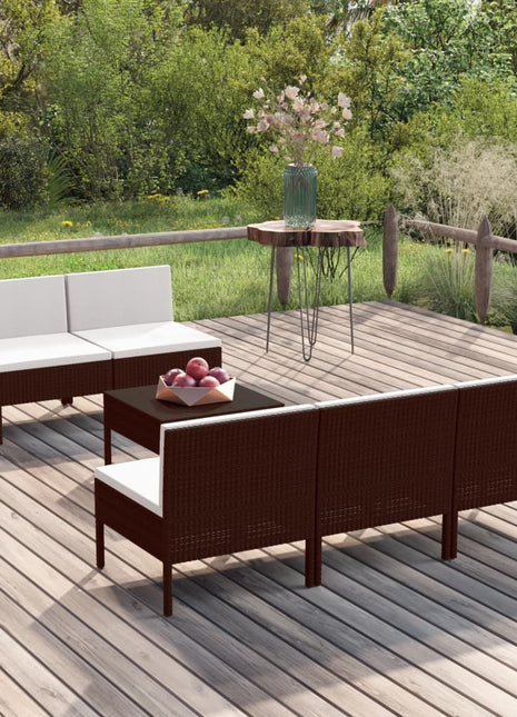 6-Delige Loungeset Met Kussens Poly Rattan Bruin
