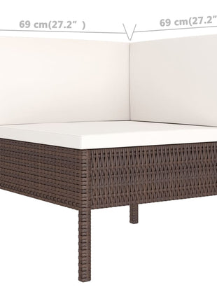 5-Delige Loungeset Met Kussens Poly Rattan Bruin