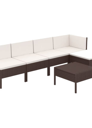 6-Delige Loungeset Met Kussens Poly Rattan Bruin