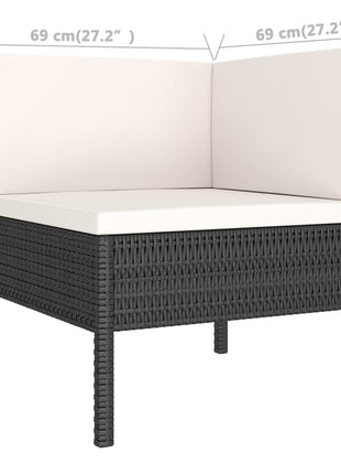 6-Delige Loungeset Met Kussens Poly Rattan Zwart