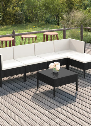 6-Delige Loungeset Met Kussens Poly Rattan Zwart