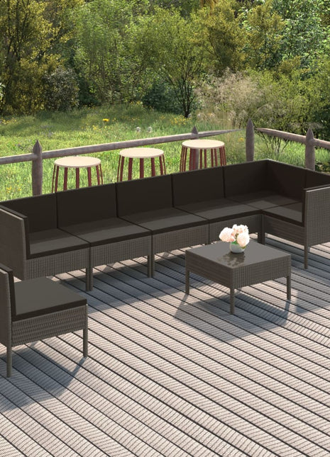 8-Delige Loungeset Met Kussens Poly Rattan Grijs