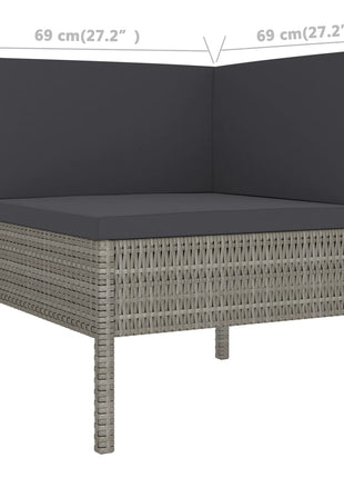 8-Delige Loungeset Met Kussens Poly Rattan Grijs