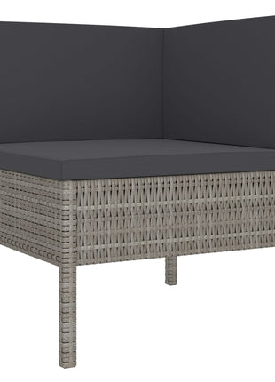 1 Loungeset Met Kussens Poly Rattan Grijs