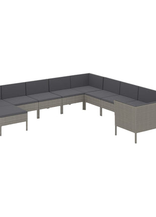 1 Loungeset Met Kussens Poly Rattan Grijs