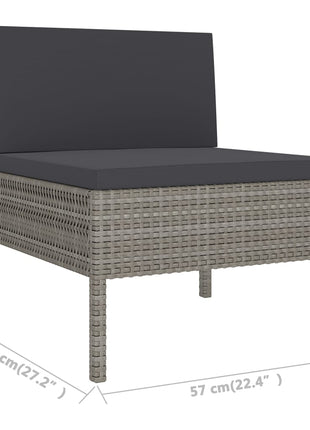 12-Delige Loungeset Met Kussens Poly Rattan Grijs