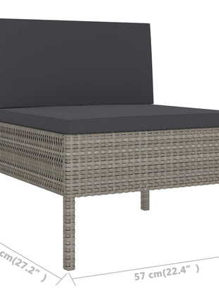 13-Delige Loungeset Met Kussens Poly Rattan Grijs