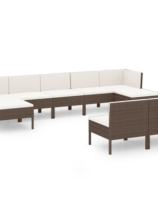 9-Delige Loungeset Met Kussens Poly Rattan Bruin