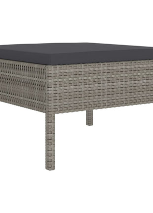 10-Delige Loungeset Met Kussens Poly Rattan Grijs