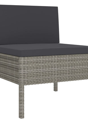 10-Delige Loungeset Met Kussens Poly Rattan Grijs