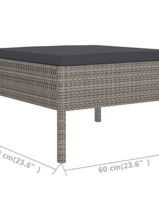 10-Delige Loungeset Met Kussens Poly Rattan Grijs