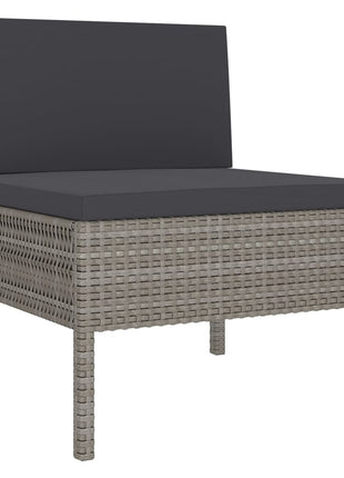 9-Delige Loungeset Met Kussens Poly Rattan Grijs