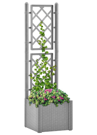 Plantenbak Verhoogd Met Latwerk En Zelfbewateringssysteem Grijs