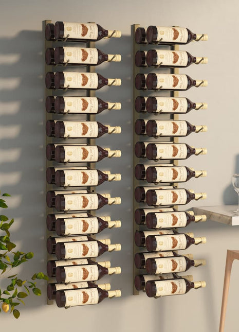 Wijnrek Voor 36 Flessen Wandmontage Ijzer Kleurig Goud