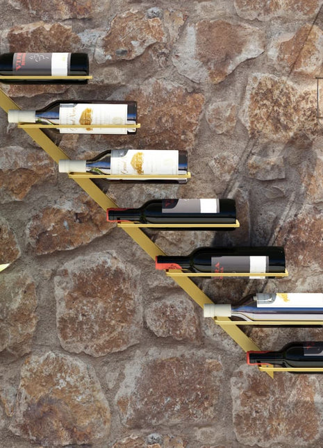 Wijnrek Voor 7 Flessen Wandmontage Metaal Kleurig Goud