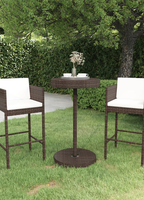 3-Delige Tuinbarset Met Kussens Poly Rattan