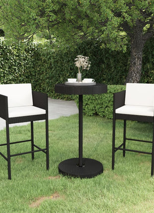 3-Delige Tuinbarset Met Kussens Poly Rattan