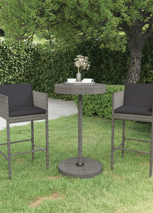 3-Delige Tuinbarset Met Kussens Poly Rattan