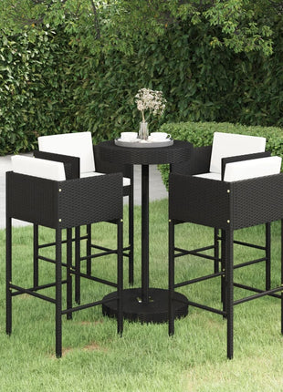 3-Delige Tuinbarset Met Kussens Poly Rattan