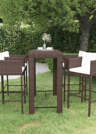 5-Delige Tuinbarset Met Kussens Poly Rattan