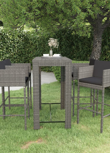 5-Delige Tuinbarset Met Kussens Poly Rattan