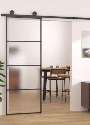 Schuifdeur Esg-Glas En Aluminium Zwart