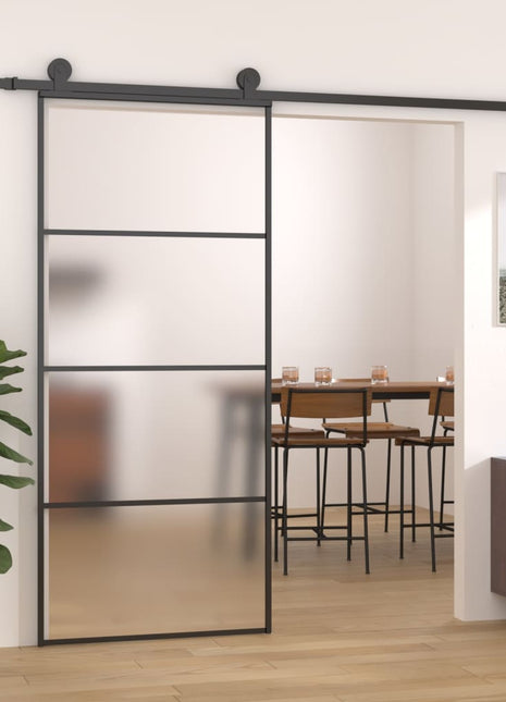 Schuifdeur Esg-Glas En Aluminium Zwart