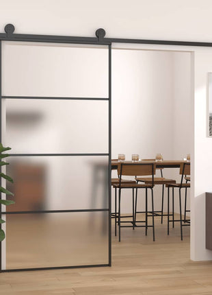 Schuifdeur Esg-Glas En Aluminium Zwart