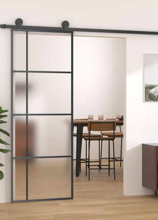 Schuifdeur Esg-Glas En Aluminium Zwart