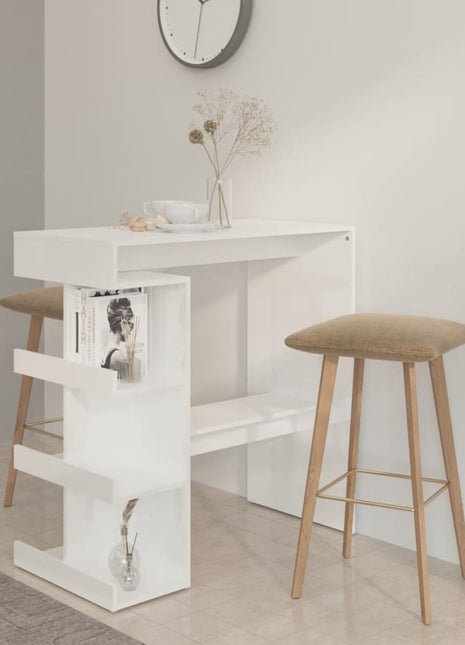 Bartafel met opbergrek 100x50x101,5 cm hoogglans wit