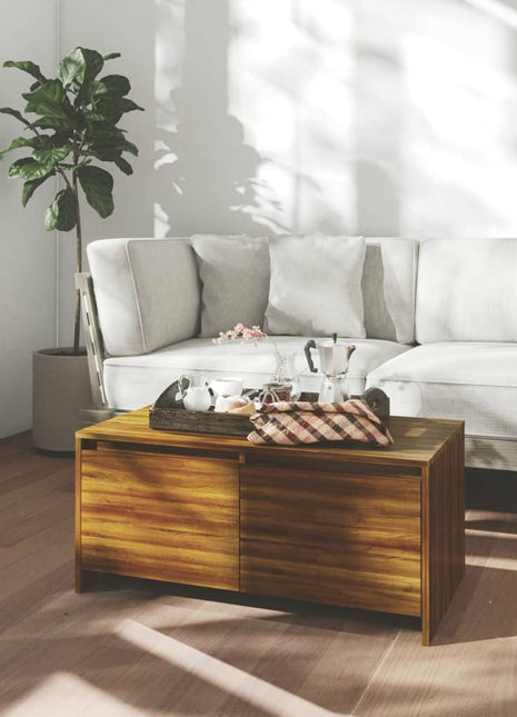 Salontafel 90X50X41,5 Cm Bewerkt Hout Eikenkleurig