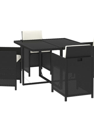 5-Delige Tuinset Met Kussens Poly Rattan Zwart En Wit