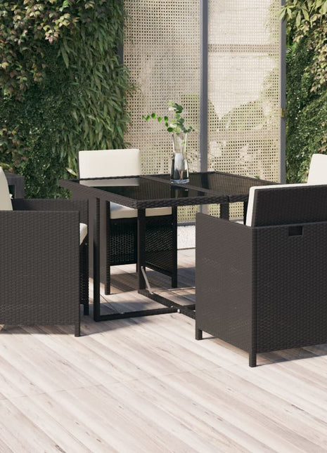 5-Delige Tuinset Met Kussens Poly Rattan Zwart En Wit