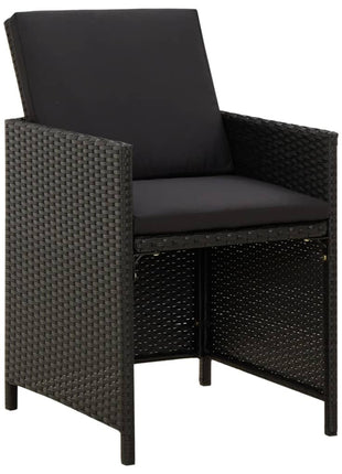 9-Delige Tuinset Met Kussens Poly Rattan Zwart