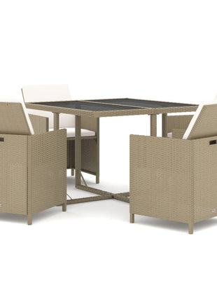 5-Delige Tuinset Met Kussens Poly Rattan Beige