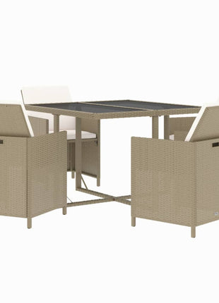 5-Delige Tuinset Met Kussens Poly Rattan Beige