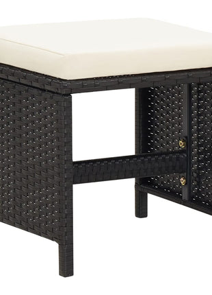 9-Delige Tuinset Met Kussens Poly Rattan Zwart En Bruin