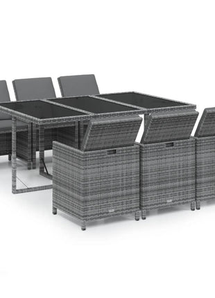7-Delige Tuinset Met Kussens Poly Rattan Grijs