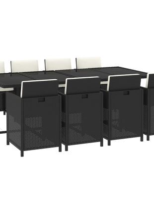 9-Delige Tuinset Met Kussens Poly Rattan Zwart En Wit